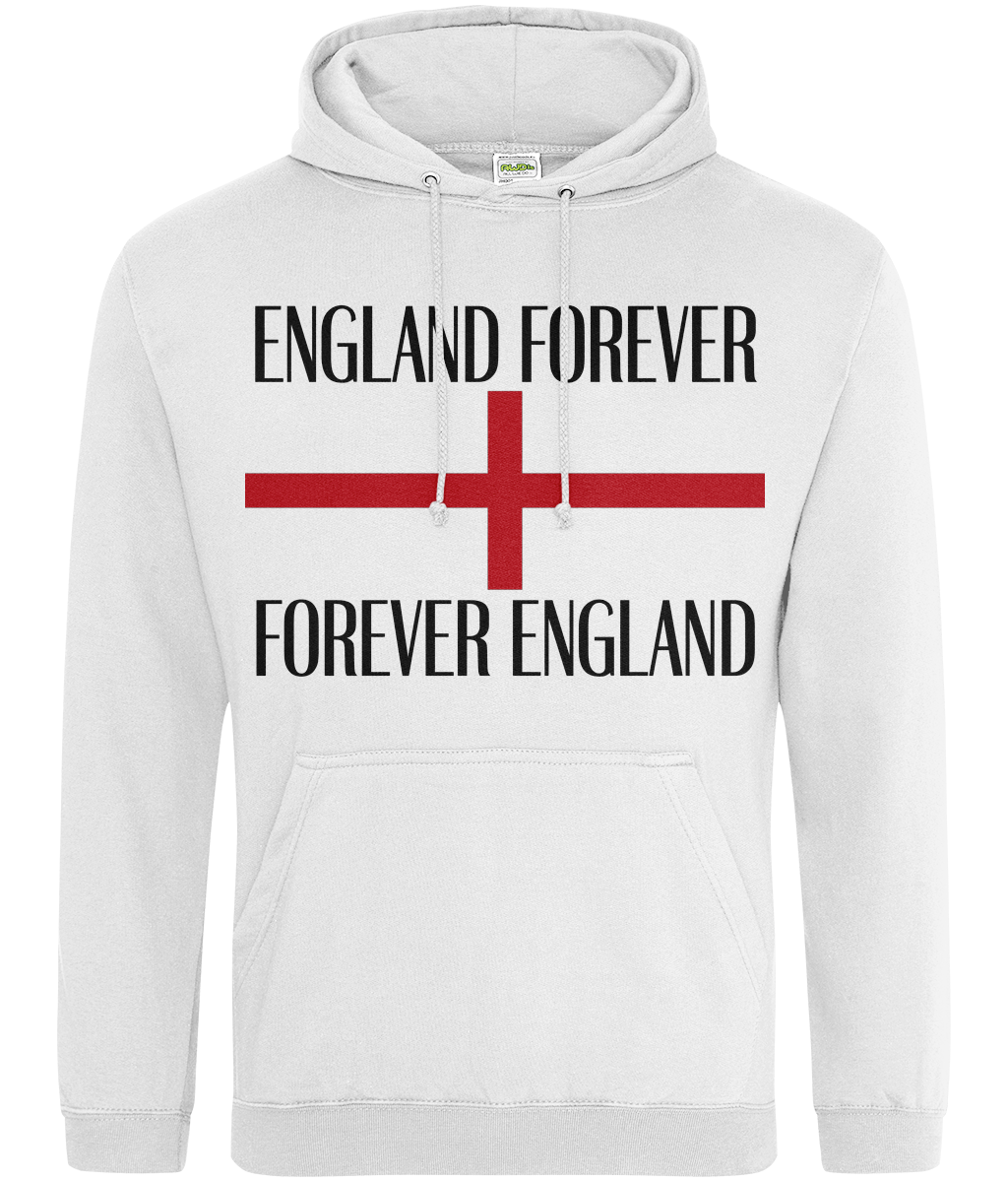England Forever hoodie in heather grey featuring St George's Cross flag design and patriotic text