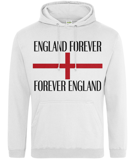 England Forever hoodie in heather grey featuring St George's Cross flag design and patriotic text